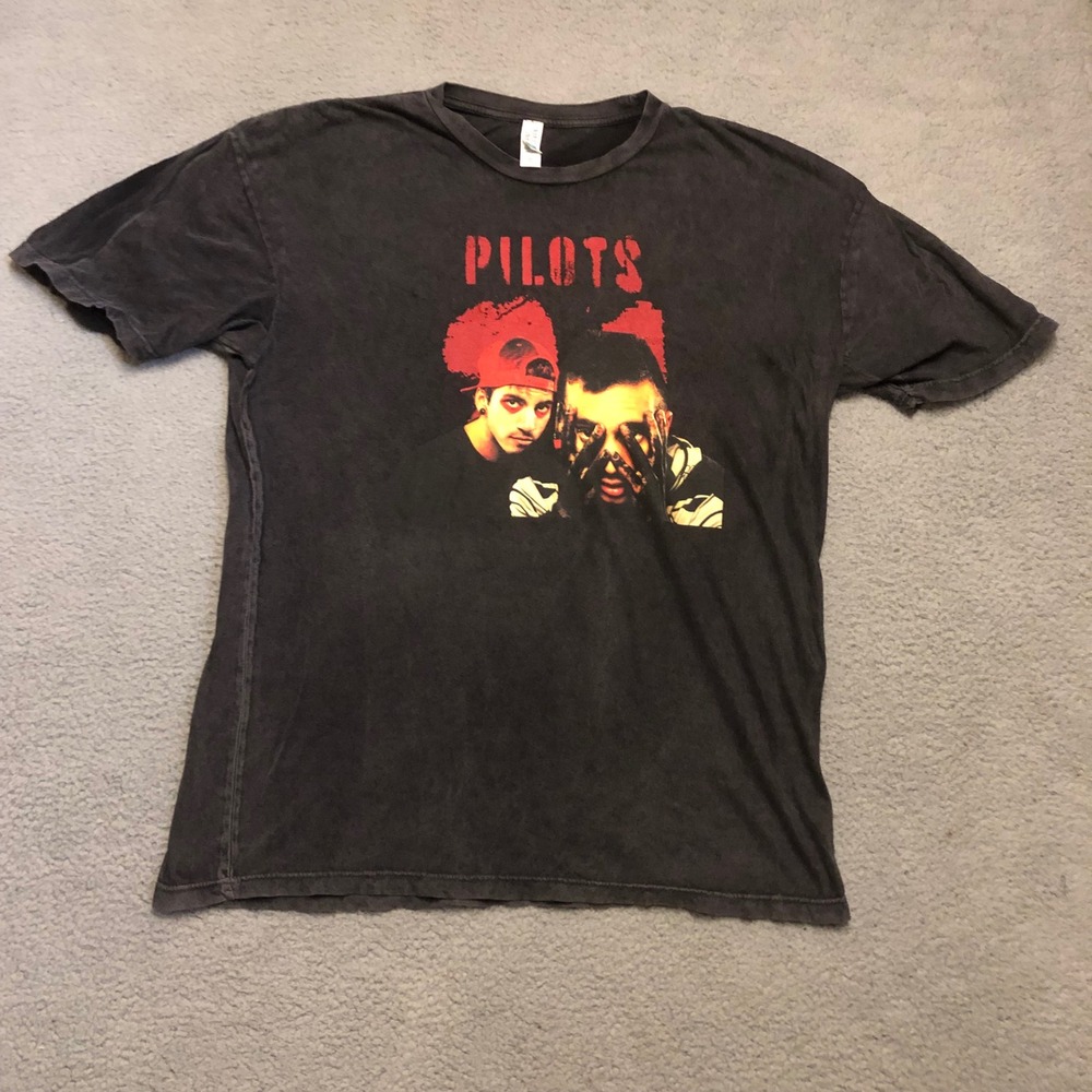 Vtg Style Twenty One Pilots Band Tee Faded Black Graphic T-Shirt 2XL Band
